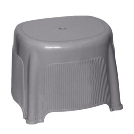 TENLITE Rib Design Bath Stool with Water Leaking Hole BPA Free Strong Plastic Multiuse Non-Slip Bath Seat For Indoor Outdoor Bathroom Kitchen for Adults Kids 12 Inch Approx [White] (Silver)