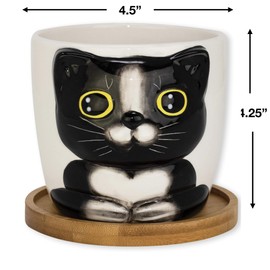 Window Garden Cat Planter - Large Kitty Pot for Indoor House Plants, Succulents, Flowers and Herbs - Cute Planters, Great Gift for Cat Lovers for Christmas, Thanksgiving, Housewarming (Oreo)