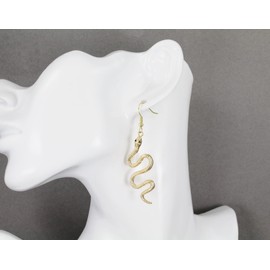 Gold snake earrings cleopatra toga serpent dangle 2.5 inches long lightweight medusa costume asp snake