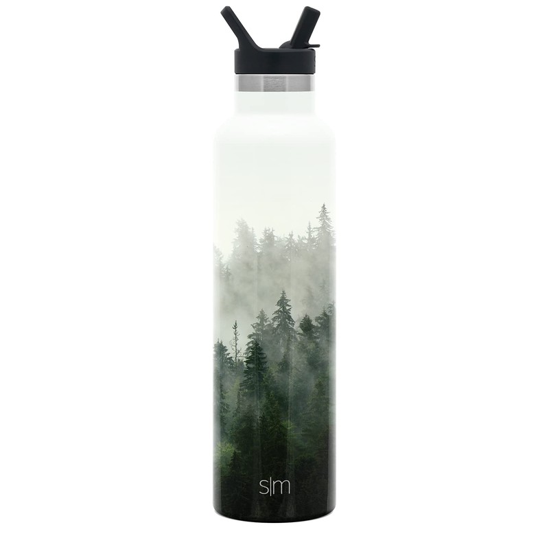 Botella de agua aislada simple, moderna, reutilizable, boca estrecha, termo