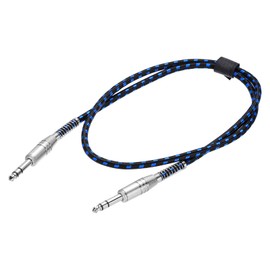 MECCANIXITY Guitar Instrument Cable, 3 Feet 1/4 Inch to 1/4 Inch Straight to Straight Angle Electric Guitar Jack Cable Wire for Guitar Bass, Black Blue