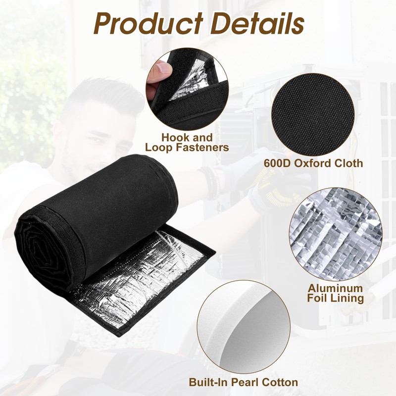 3 Layers HVAC Copper Pipe Insulation Cover, Waterproof 600D Oxford