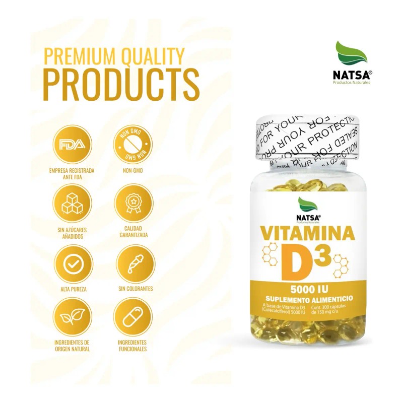 Vitamina 5000 300 Caps Refuerza Sistema Inmune Calcio Huesos Dientes