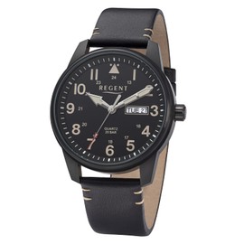 Regent Men's Analogue Quartz Watch 32018695, Black dial, Strap.