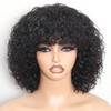 REMESSE Short Curly Wig With Bangs Human Hair Curly Human