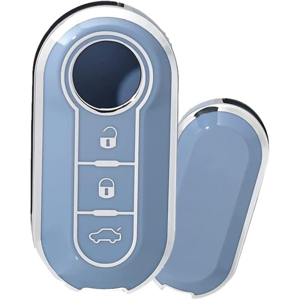 HIBEYO TPU Key Fob Cover for Fiat 500 Linea 3