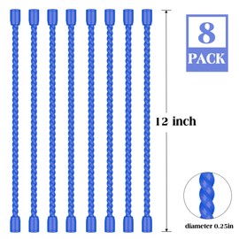 8PCS 12-Inch Silicone Cable Ties, Bendable Rubber Twist Ties, Reusable Twist Ties for Cords, gear ties for Organizing, Bundling (Blue)