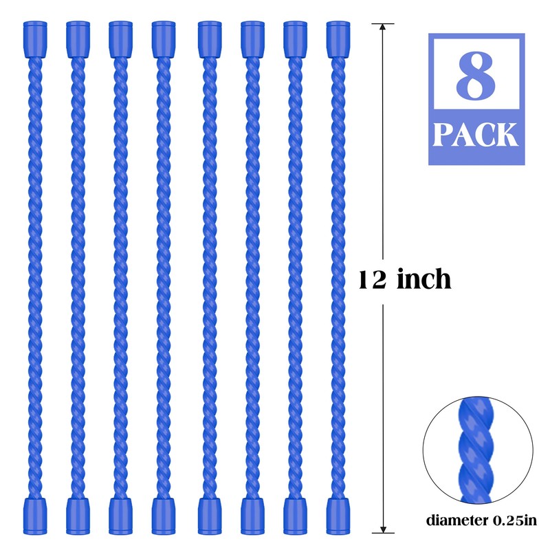 8PCS 12-Inch Silicone Cable Ties, Bendable Rubber Twist Ties, Reusable