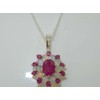 Ladies Solid 925 Sterling Silver Ornate Large Natural Ruby &