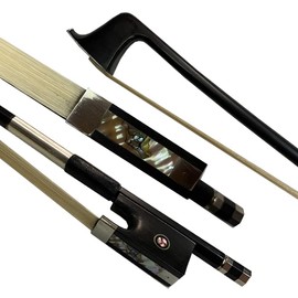 4/4 Full Size black Carbon Fiber Violin Bow Full Advanced Level 4 4 Parisian Eyes Ebony Frog Straight Smooth Screw Strong and Durable Unbleached Mongolian Horse Hair Warm Sweet Sound (4/4)