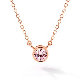 Gift from New York Women's Necklace, Bezel, Single Grain Pink Gold Processing, Brand, Hypoallergenic Metal, Gift, Sterling Silver, Created Diamond