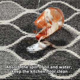 Villsure Kitchen Rugs and Mats, Non Skid Kitchen Runner Rug Absorbent Resist Dirt Kitchen Floor Mat Comfort Standing Mat Made of 100% Polypropylene Machine Washable,17.7"x47",Black