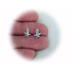 New Sterling Silver 11mm Eagle with Hypo-Allergenic Post Stud Earrings ME0973MOOO