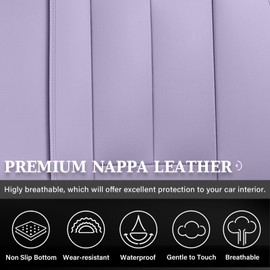 Coverado Truck Rear Seat Covers For Dogs, Car Seat Protector For Back Seat, Purple Waterproof Seat Covers For Cars Carseat Cover, 3-Pieces Back Seat Cover For Car, Faux Leather Universal Fit Most Cars