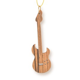 Electric Guitar Christmas Ornament, Olive Wood Seasonal Decorations for Music Lovers & Band Members, Small Wooden Xmas Tree Holiday Hanging Ornaments, Made in The Holy Land of Bethlehem, Israel