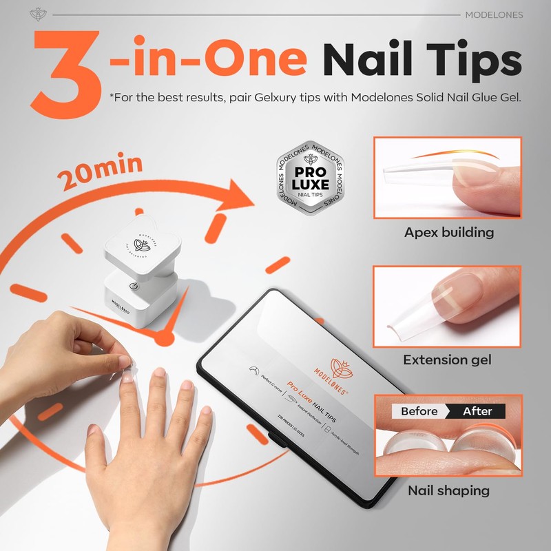 Modelones Nail Tips, 120 Pieces, Full Cover Nail Tips Set,