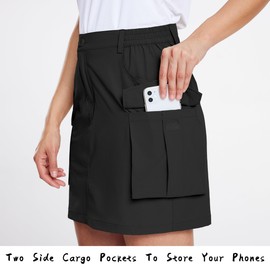 Willit Women's Cargo Skorts Skirt Golf Casual Quick Dry Zip Pockets Outdoor Hiking Black S