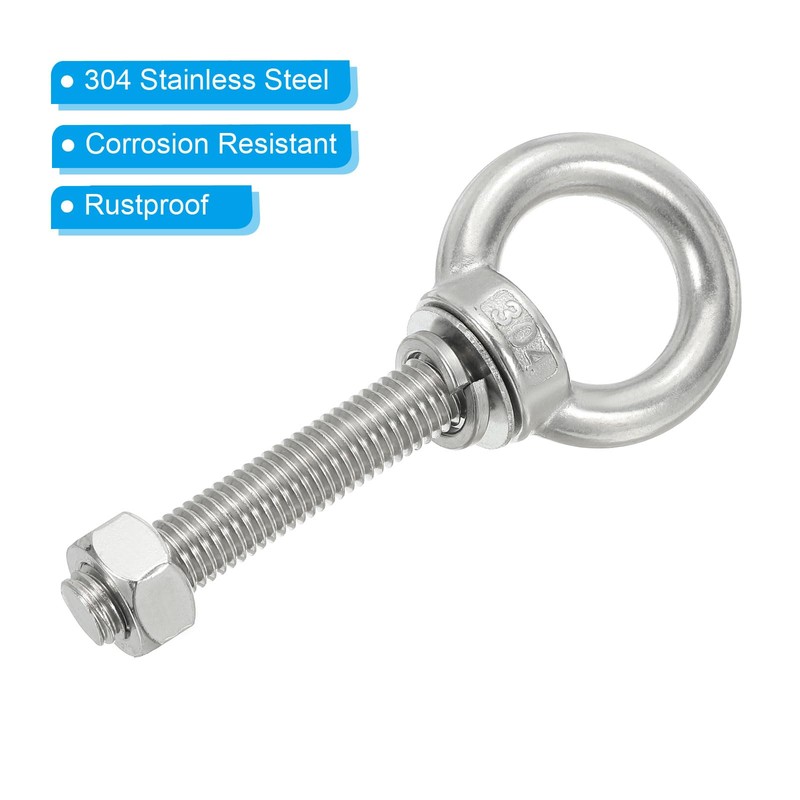 PATIKIL M12 x 70mm Lifting Shoulder Eye Bolt, 2Pcs 304