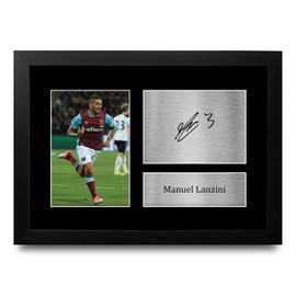 HWC Trading FR A4 Manuel Lanzini West Ham United Gifts Printed Signed Autograph Picture for Football Fans and Supporters - A4 Framed