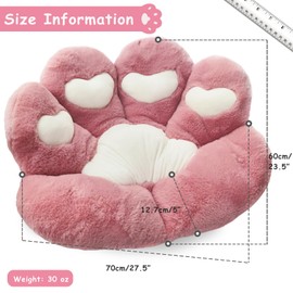 DOBUONO Cat Paw Cushion Kawaii Office Desk Chair Cushion Comfy Plush Cat Paw Shape Gaming Chair Cushion Bear Cute Seat Cushion for Girl, Kawaii Room Bedroom Decorate (Coral Pink)