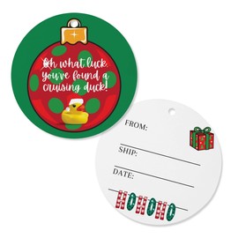 Cruising Ducks Holiday Christmas Ornament Circle Hang Tag | 30 Pk | 2.5" in Circle Tags | Polka Dot Design | Attach to Christmas Rubber Ducks | Carnival Rubber Cruising Duck Tag | #CruisingDucks