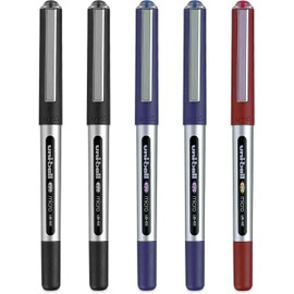 uni-ball Eye UB-150 Liquid Ink Rollerball Pens - 0.5mm - 2 x Black, 2 x Blue, 1 x Red - Pack of 5