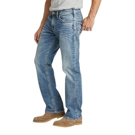 Silver Jeans Co. Men's Zac Relaxed Fit Straight Leg Jeans, Classic Dark Indigo, 42W x 34L