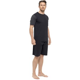 Strong Souls Mens Jersey Cotton Pyjamas Pjs Black / Grey - Short Set M