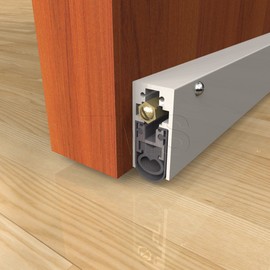 TMS Automatic Door Bottom, Heavy Duty Door Seal - Acoustic Door Sweep - Surface Mounted - Double Seal (36” - Clear Anodized Aluminum)