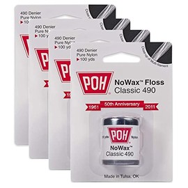 POH Hilo dental sin encerar, 100 yardas, paquete de 4