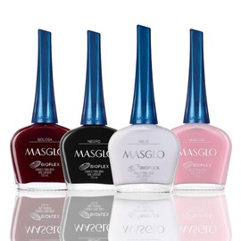 MASGLO Nail Polish Always Set 4 Pcs Favorite Shades of Red Color - Kit 4 Esmaltes Colores 0.5 Fl. Oz.