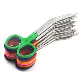 OdontoMed2011® Pack of 8 Lister Bandage Scissors - Color Coated Handles, 5.5" (Black + Blue + Green + Yellow + Red + Pink + Purple + Orange) 5 1/2"