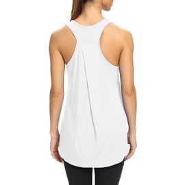 Bestisun Womens Yoga Shirts Workout Tank Tops Long Workout Shirts Loose Tunic Workout Tops Athletic Wear Gym Exercise Clothes White XL