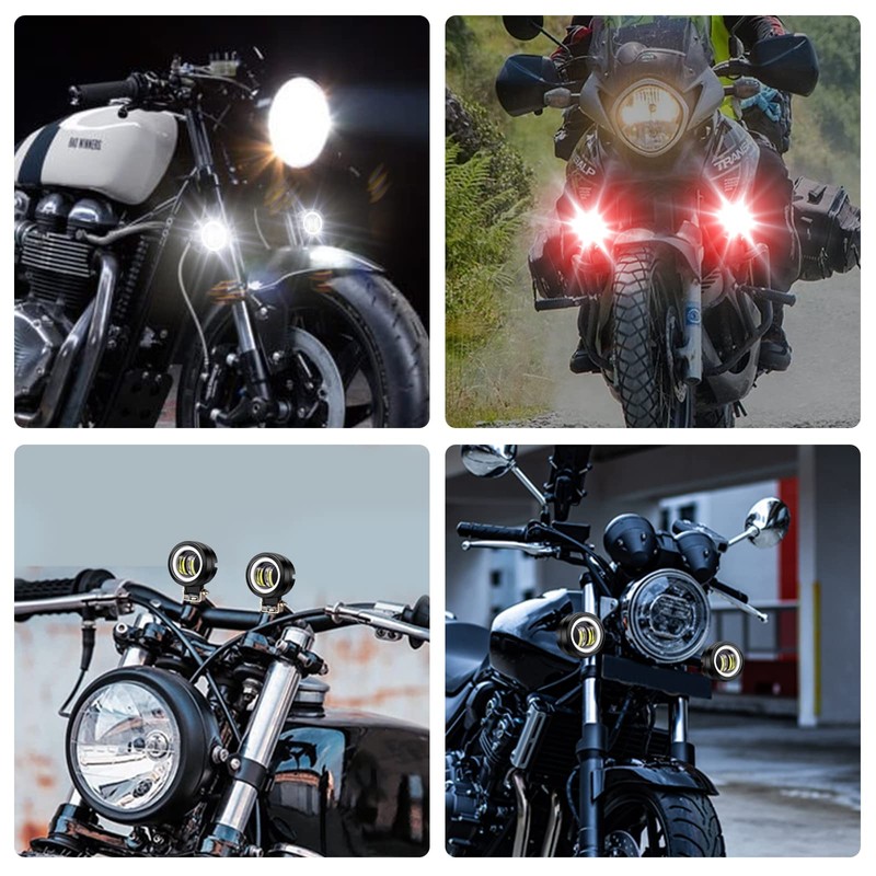 Motorcycle Squid Ring LED Fog Light, White + Red, Squid