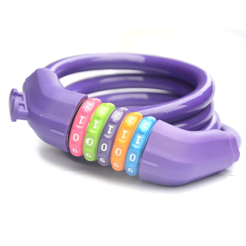 ZHEGE Bicycle Key, Dial Type Wire Lock, 5-Digit, Length 1200mm,