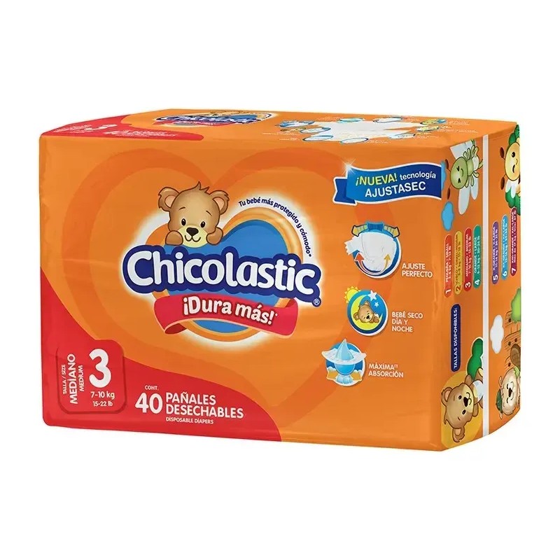Pañales Chicolastic Etapa 3 Unisex 40 Piezas
