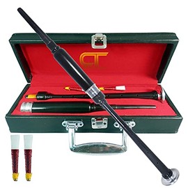 Scottish Highland BagPipe Practice Chanter, Carrying Case & Reeds by Createch Tools (Black)