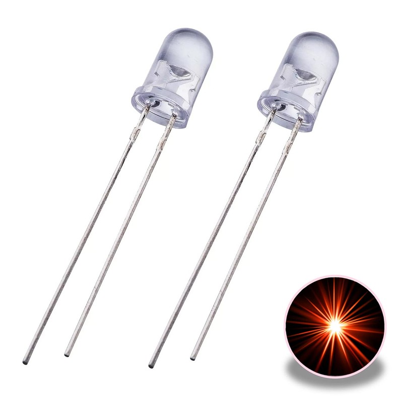 10 x Orange 3mm Ultra Bright LEDs Clear LED Bulb