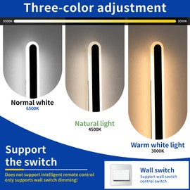 Daoseolo 2 Pack 39.3inch Long Outdoor Led Wall Lights, IP65 Waterproof Black Outside Porch Sconces, 3 CCT 3000K/4500K/6000K, 36W, Oval Modern Exterior Wall Lighting for Garage, Patio, House, Garden