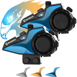 Moman H2E Helmet Intercom Headset with Dual Chip for HiFi/Music Sharing/AI Voice - Interchangeable Shells B(5 Pcs)