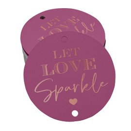 Inkdotpot Pack Of 50 Real Rose Gold Foil Paper Tags Let Love Sparkle Wedding Favor Hang Tags
