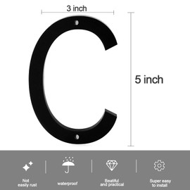 5 Inch House Number C Black Frosted Matte Numbers Acrylic House Numbers Outside Address Easy Flush or Floating Mount for Exterior Address Street Numbers Home Address Plaque Garden Door Farmhouses(C)