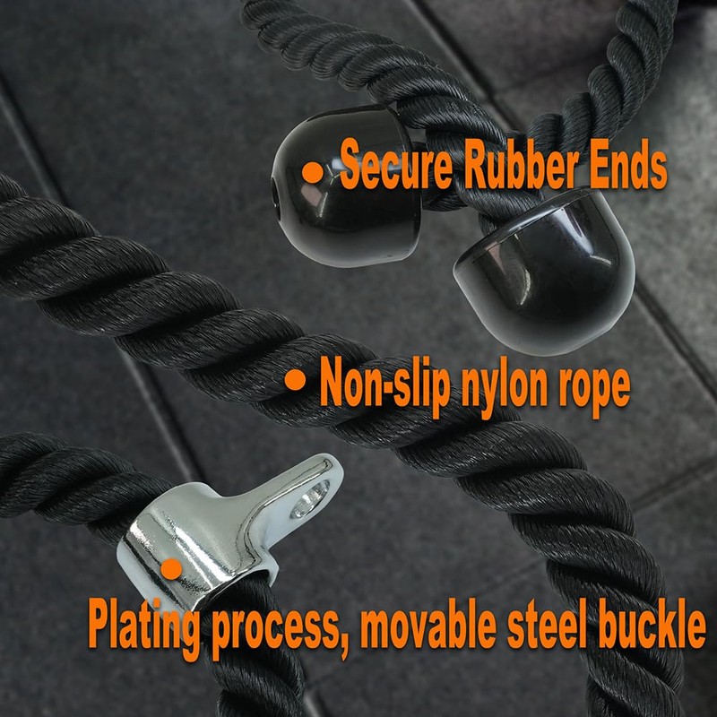 ciciment Nylon Triceps Rope,Lat Pull down Rope, Steel Buckle, Bicep