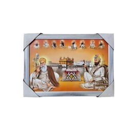 Guru Nanak dev G with 10 guru wooden photo Frame For Wall Hanging Gift Temple Puja Room idol for Home and Office Decor pack of 1