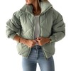 Newffr Womens Quilted Cropped Puffer Jacket Long Sleeve Full Zipper