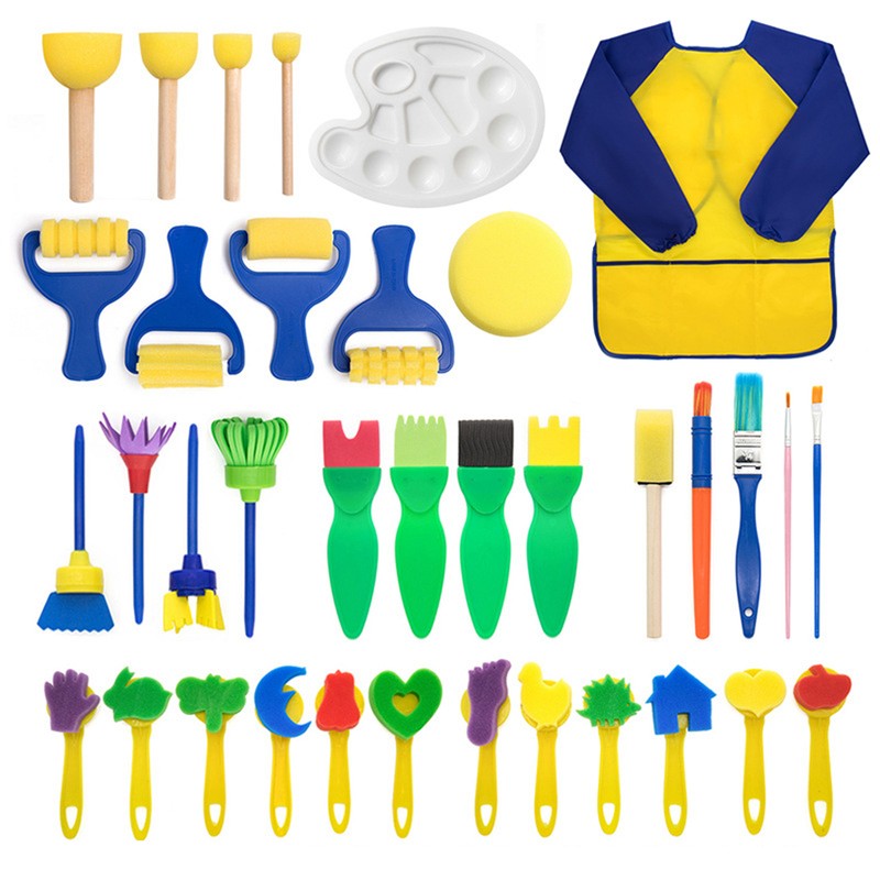 36Pcs Graffiti Tool Roller Sponge Brush Kit Stamps Antifouling Clothes