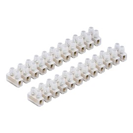 CED Electrical Connector Blocks 12 Way White Terminal Block Electrical Connector Strips 5 Sizes 3A 5A 10A 15A 30A (2x5Amp)