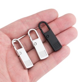 8PCS Zipper Pull Replacement - Detachable Metal Zipper Tab Repair Kit, Zippers Fixer for Luggage Clothing Jackets Backpacks Boots Purse Coat (Black, Silver)