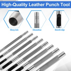 Hollow Leather Hole Punch Set (1.5mm-5mm) for Belts, Round Hole Punch Set Metal Hollow Holes Punching for Leather, Hollow-Punch for Leathers Craft Punchs Tools Sets for Belt DIY Belt Watch Band Gasket