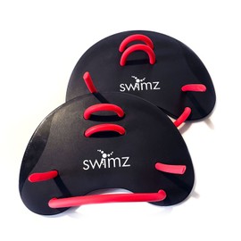 Swimz Club Swimming Finger Paddles - Black / Red / White - One size fits most sculling hand paddles